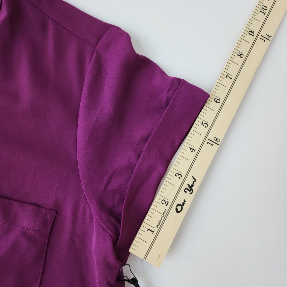 Simply Vera Wang Women Small Pansy Plum Short Sleeve Popover Blouse WV81W506RS S - Picture 7 of 11